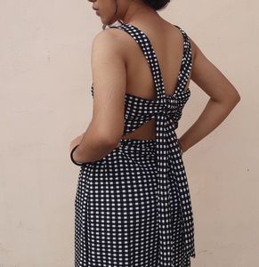 Gingham Mini Dress with Tie-Up Back