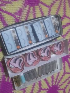Assorted Lipstick and Eyelashes Set combo