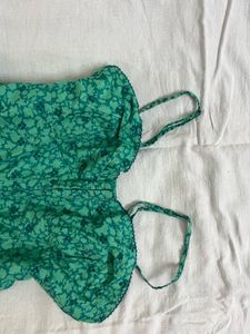 Green Floral Corset Top