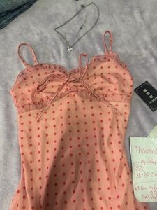 Pink Polka Dot Mesh Midi Dress34 can wear