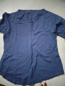 Blue Henley Long Sleeve Top