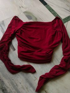 Ruched Red Crop Top