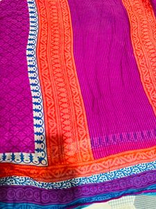 Vibrant Printed Saree with Colorful Border