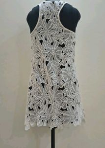 White Lace Floral Tunic Top