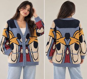 Cartoon Character Knit Cardigan