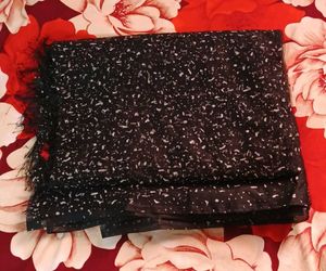 Sparkling Black Saare with Tassels