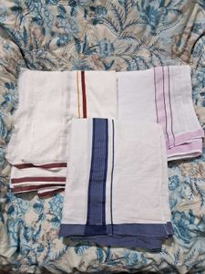 Set of 3 White Dhotis with Border