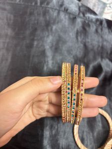 Sparkling Multicolored Stone Bangles Set (total8)