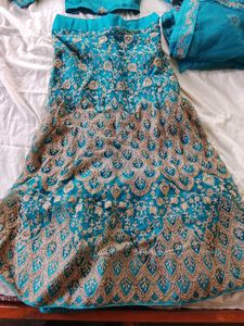 Teal Embroidered Lehenga Choli