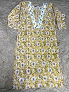 Yellow Floral Print Kurta