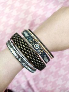 Black Metal Bangles Set For One AHand
