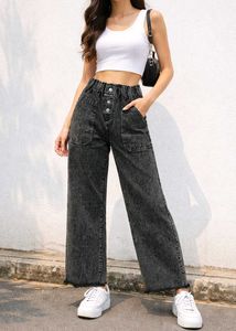 Washed Black Wide Leg Jeans