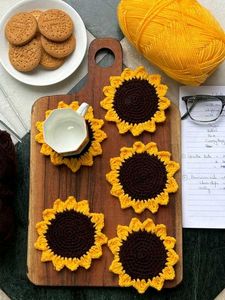 Crochet Sunflower Coasters set of 5