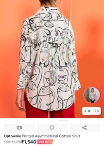 Uptownie Artistic Face Print Button-Up Shirt