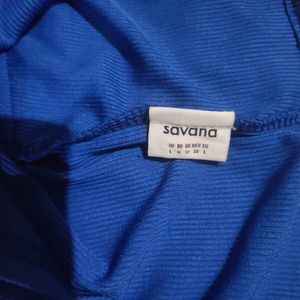 Royal Blue Ribbed Square Neck Crop Top