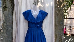 I. Elegant Blue Ruffled Maxi Dress