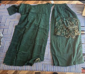 Elegant Green Kurta Set with Gold Embroidery