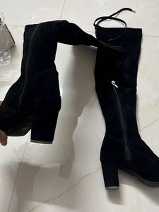 Size 36 Black Suede Over-the-Knee Boots