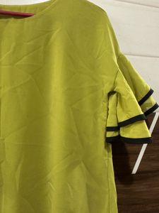 Chic Ruffled Sleeve Lime Green Top