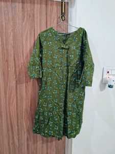 Green Floral Print Kurta