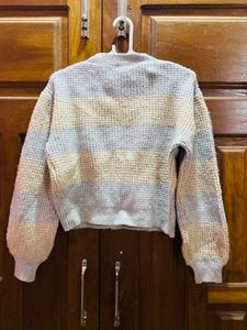 Striped Knit Cropped Cardigan