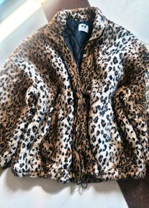 Leopard Print Fuzzy Jacket,fur coat,jacket