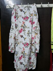 White Floral A-line Top