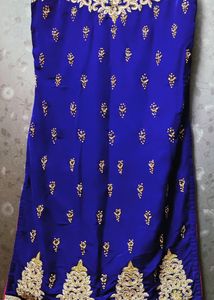 Sleeveless Velvet Top With Golden Work