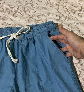 Length-34,,Blue cotton Drawstring Pants