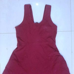 🍷 Elegant Wine-Tone Handcrafted Rare Dress Women