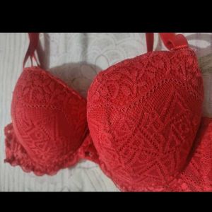 Bridal Red Lace Push-Up padded Bra net