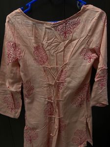 Elegant Pink Kurta with Red Print