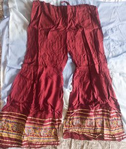 Maroon Printed Garara Pants
