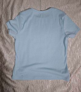 Light Blue T-Shirt with Bowl of Olives Print