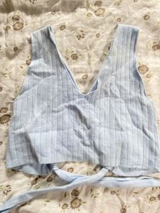 Light Blue Ribbed Crop Top