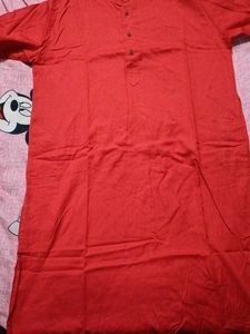 Vibrant Red Cotton Kurta