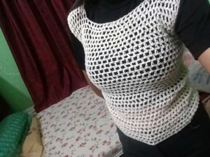 Cream Crochet Net Top