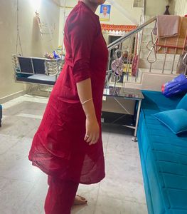 Maroon Kurta Set with Palazzo Pants