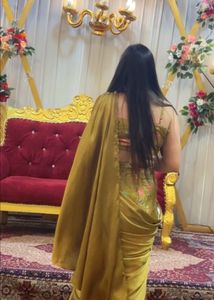 Beautiful Olive Green Floral Saree
