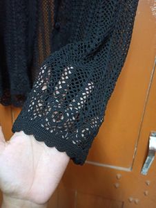 Black Crochet Cardigan