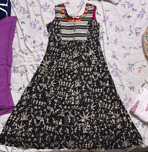 Black Kurta with Traditional Warli Print