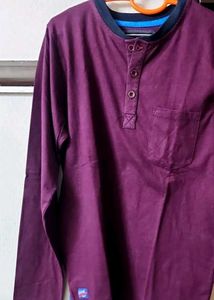 Men's Purple Long Sleeve Henley T-Shirt