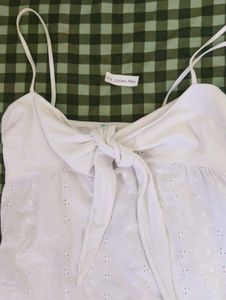 SALE❗White cotton Eyelet Tie-Front knot Dress