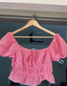 Shein Red Gingham Top