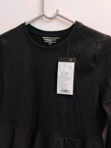 Black Peplum Long Sleeve Top- Brand New