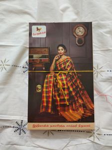 100% Pure Kanchipuram Silk Saree- Bright Red