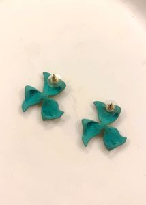 Teal Petal Drop Earrings