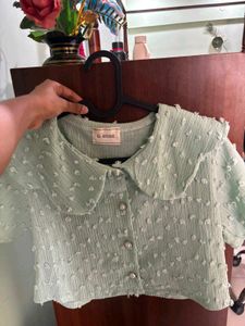 Coquette Textured Peter Pan Collar Top
