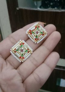 Pearl Studded Square Earrings