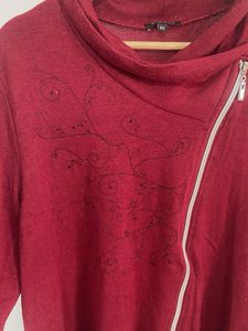 Maroon Asymmetrical Zip Tunic